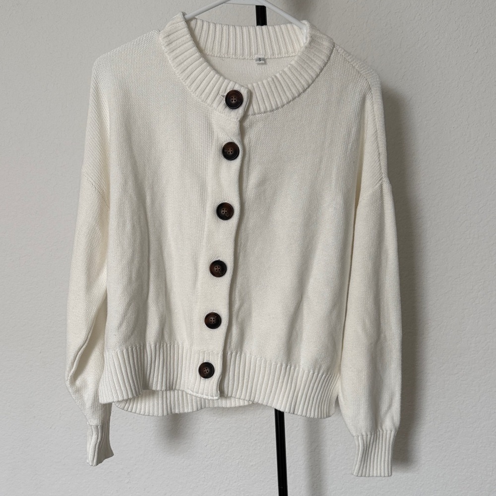 Women's Cream Button-Up Sweater